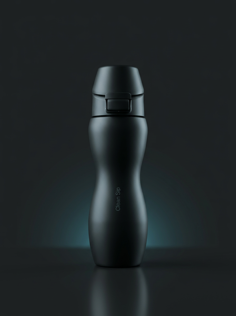 Clean Sip frosted matte black alkaline filtration bottle